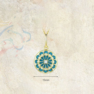 Buddha Gift 925 Sterling Silver Round Turquoise Zircon Protection Strength Necklace Pendant