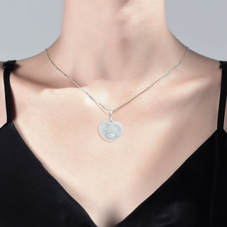 Buddha Gift 925 Sterling Silver Laughing Buddha White Jade Luck Blessing Necklace Pendant