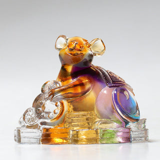 Buddha Gift Year of the Dragon Handmade 12 Chinese Zodiac Liuli Crystal Art Piece Protection Home Office Decoration