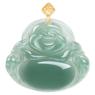 Buddha Gift Laughing Buddha Natural Jade Prosperity Abundance Necklace Pendant