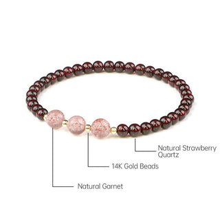 Buddha Gift Natural Garnet Strawberry Quartz Calm Bracelet