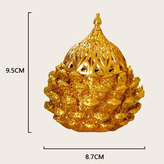 Buddha Gift Gold Pine Cone Pattern Spiritual Rituals Mini Incense Burner Home Tabletop Decor