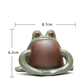 Buddha Gift FengShui Wealth Lucky Cute Frog Ceramic Tea Pet Figurine Decoration