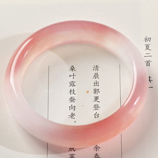 Buddha Gift Pink Golden Silk Jade Wealth Bracelet Bangle