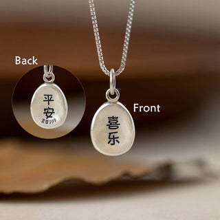 Buddha Gift 999 Sterling Silver Peace And Joy Fu Character Luck Fortune 925 Sterling Silver Chain Necklace Pendant