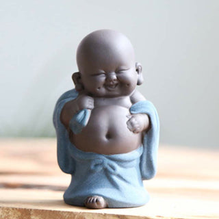 Buddha Gift Always Smiling Laughing Buddha Wealth Luck Purple Clay Maitreya Statue Decoration