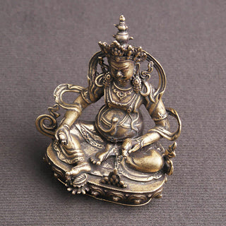 Buddha Gift Yellow Jambhala Bodhisattva Figurine Serenity Copper Statue Decoration