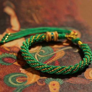 Buddha Gift Tibetan Handmade Luck Thangka Prayer Wheel Charm Weave String Bracelet