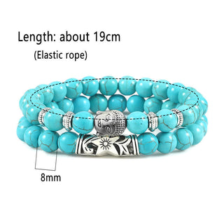 Buddha Gift 2Pcs Natural Crystal Agate Buddha Protection Bracelet