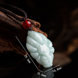 Buddha Gift Natural Jade Nine Tailed Fox Luck Prosperity Necklace Pendant