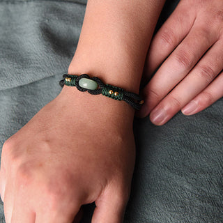 Buddha Gift Tibetan Jade Lucky Black Rope Couple Bracelet