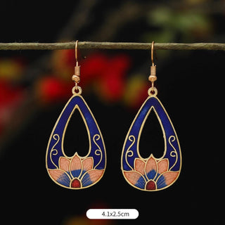 Buddha Gift Lotus Butterfly Flower Alloy Copper Enlightenment Drop Earrings