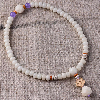 Buddha Gift Tibetan White Jade Bodhi Lotus Blessing Bracelet