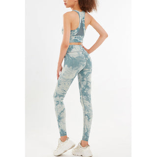 Buddha Gift 2Pcs Floral Flowers Print Crop Tank Top Pants Sports Gym Outfits Fitness Yoga Women's Yoga Sets