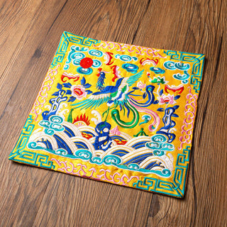 Buddha Gift Phoenix Dragon Kirin Embroidery Cup Mat Pad Tea Cup Coaster Kung Fu Tea Mat