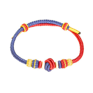 Buddha Gift Two-Color Rope Handcrafted Eight Thread Peace Knot Luck Connection Bracelet