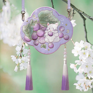 Buddha Gift Embroidery Lucky Panda Cat Shiba Inu Deer Rabbit Fox Flower Cute Animal Hanfu Bag Crossbody Bag Shoulder Bag