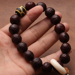Buddha Gift Tibetan Bodhi Seed Agate Bead Luck Wealth Tassel Charm Wrist Mala