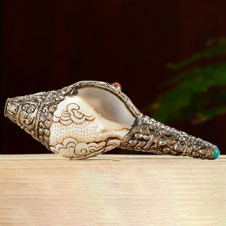 Buddha Gift Tibetan Handmade Engraved Shankha Buddha Conch Shell Wealth Positive Decoration