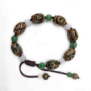 Buddha Gift Tibetan Three-eyed Dzi Bead Luck Protection Braided Bracelet