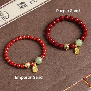 Buddha Gift Cinnabar Green Aventurine Fortune Protection Charm Bracelet
