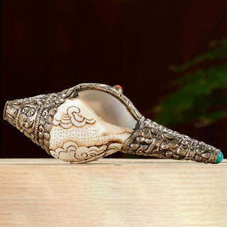 Buddha Gift Tibetan Handmade Engraved Shankha Buddha Conch Shell Wealth Positive Decoration