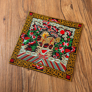 Buddha Gift Phoenix Dragon Kirin Embroidery Cup Mat Pad Tea Cup Coaster Kung Fu Tea Mat