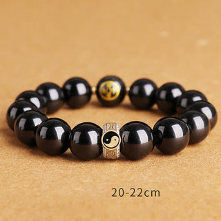 Buddha Gift 925 Sterling Silver Black Obsidian Gold Sheen Obsidian Silver Sheen Obsidian Yin Yang Protection Bracelet