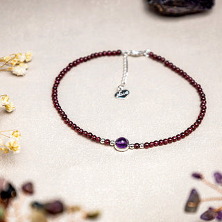 Buddha Gift Garnet Amethyst Purification Calm Anklet