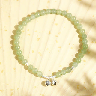 Buddha Gift 925 Sterling Silver Natural Hetian Jade Prosperity Bell Charm Anklet