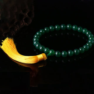 Buddha Gift Natural Green Agate Wrist Mala Power Tassels Pocket Mala Car Decoration