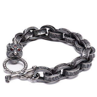 Buddha Gift 925 Sterling Silver Dragon Kirin Om Mani Padme Hum Success Strength Bracelet Bangle