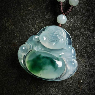 Buddha Gift Cyan Jade Luck Necklace Pendant