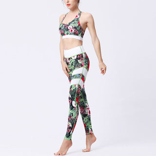 Buddha Gift 2Pcs Sunflower Flowers Leaves Print Top Pants Sports Fitness Yoga Women's Yoga Sets