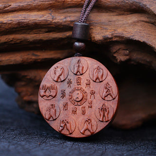 Buddha Gift Lightning Struck Jujube Wood Yin Yang Bagua Mountain Ghosts Spend Money Protection Necklace Pendant