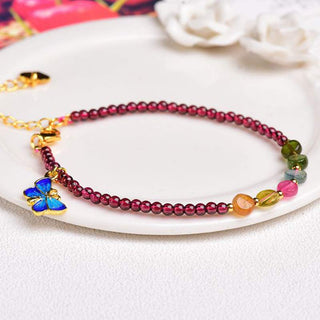 Buddha Gift Garnet Tourmaline Butterfly Protection Bracelet Anklet