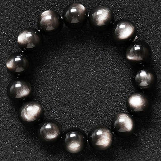 Buddha Gift Natural Silver Sheen Obsidian Soothing Protection Bracelet