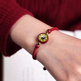 Buddha Gift Lucky Cinnabar Red String Yin Yang Symbol Bagua Blessing Bracelet