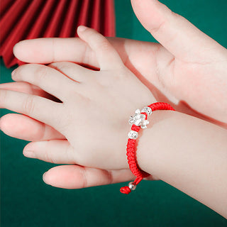Buddha Gift 999 Sterling Silver Chinese Zodiac Red Rope Luck Handcrafted Kids Bracelet