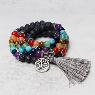 Buddha Gift Healing Crystal Mala Prayer Beads 108 Meditation Healing Multilayer Bracelet Necklace