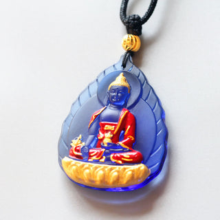 Buddha Gift Tibet Medicine Buddha Liuli Crystal Compassion Necklace Pendant