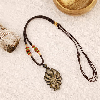 Buddha Gift Natural Rainbow Obsidian Gold Sheen Obsidian Nine Tailed Fox Positive Necklace Pendant