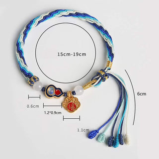 Buddha Gift 925 Sterling Silver Handmade Gourd Blessing String Reincarnation Knot Bracelet