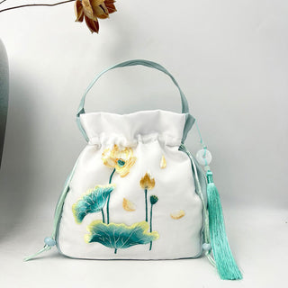 Buddha Gift Suzhou Embroidery Rabbit Lotus Epiphyllum Peony Magnolia Silk Tote Crossbody Bag Shoulder Bag Handbag