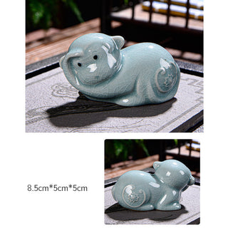 Buddha Gift Chinese Zodiac Wealth Ceramic Tea Pet Home Figurine Decoration