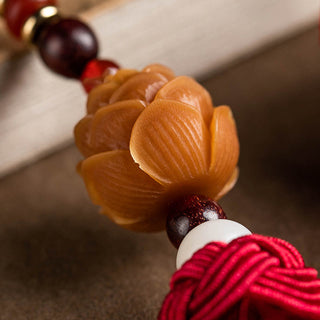 Buddha Gift Tibetan Small Leaf Red Sandalwood Lotus Cinnabar Sachet Protection Tassel Car Hanging Decoration