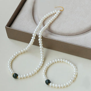 Buddha Gift 925 Sterling Silver Natural Pearl Hetian Jade Aquamarine Wisdom Sincerity Necklace Pendant Bracelet