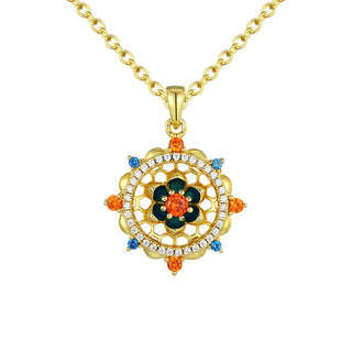 Buddha Gift 925 Sterling Silver Lotus Flower Colorful Zircon New Beginning Necklace Pendant