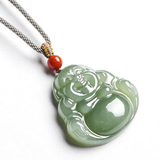 Buddha Gift Laughing Buddha Hetian Jade Abundance Necklace String Pendant