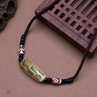 Buddha Gift Tibetan Nine-Eye Dzi Bead Protection String Necklace